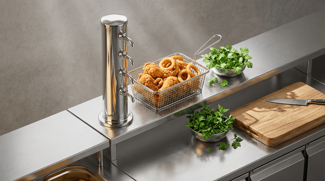 Stovetop with one greasy burner and one polished clean burner